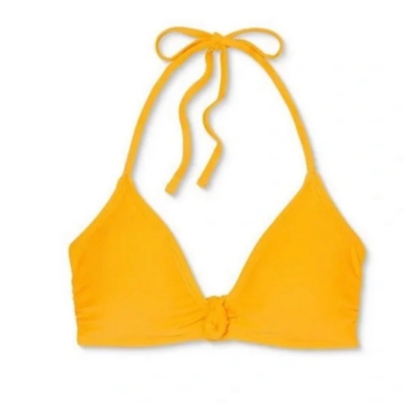 Juniors' sexy Knot-front Bralette Bikini Top tie back Xhilaration Mango Orange - Picture 1 of 6
